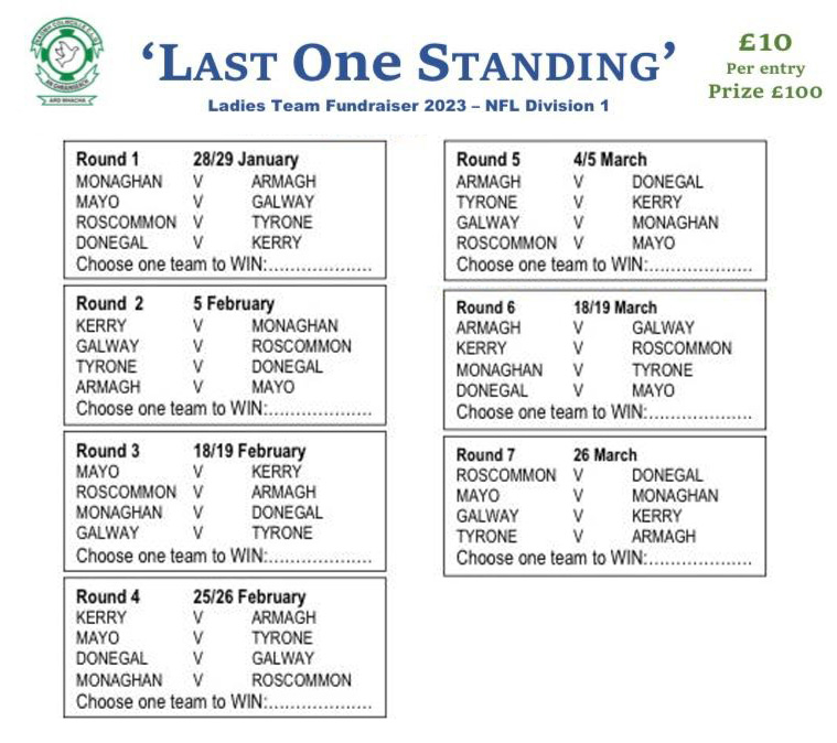 Last Man Standing Competition – Update – St Colmcilles